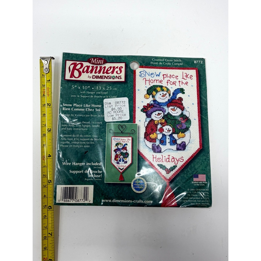 Dimensions Mini Banners Snow Place Like Home Cross Stitch Kit 8772 Snowmen